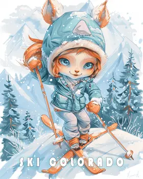 Colorado Ski Bunny - 8"x10" Wall Art Print - Mowbi's Ski & Snowboard Collection