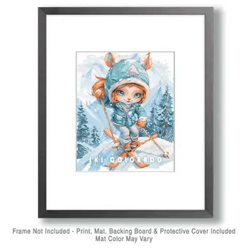 Colorado Ski Bunny - 8"x10" Wall Art Print - Mowbi's Ski & Snowboard Collection