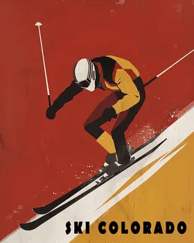 Colorado Pop Art Skier - 8"x10" Wall Art Print - Mowbi's Ski & Snowboard Collection