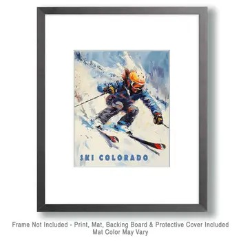 Colorado Watercolor Extreme Skier - 8"x10" Wall Art Print - Mowbi's Ski & Snowboard Collection
