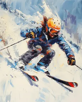 Watercolor Extreme Skier - 8"x10" Wall Art Print - Mowbi's Ski & Snowboard Collection