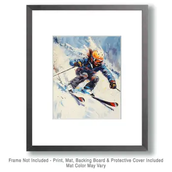 Watercolor Extreme Skier - 8"x10" Wall Art Print - Mowbi's Ski & Snowboard Collection
