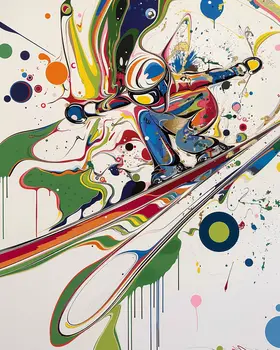 Abstract Extreme Skier - 8"x10" Wall Art Print - Mowbi's Ski & Snowboard Collection