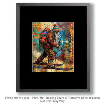 Colorado BOHO Skier - 8"x10" Wall Art Print - Mowbi's Ski & Snowboard Collection