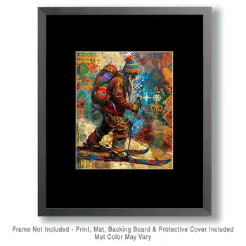 BOHO Skier - 8"x10" Wall Art Print - Mowbi's Ski & Snowboard Collection