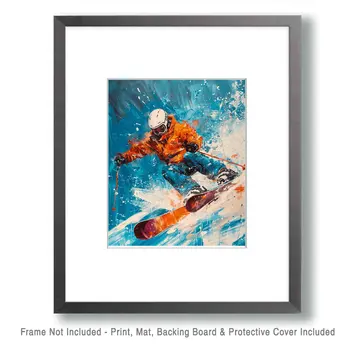 Extreme Backcountry Snowboarder – 8″x10″ Wall Art Print – Mowbi’s Ski & Snowboard Collection