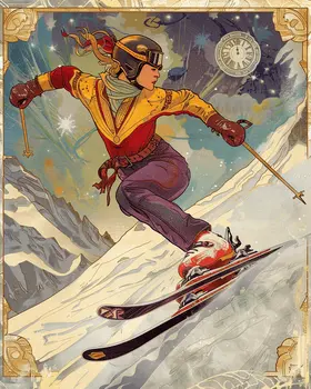Art Nouveau Skier – 8″x10″ Wall Art Print – Mowbi’s Ski & Snowboard Collection
