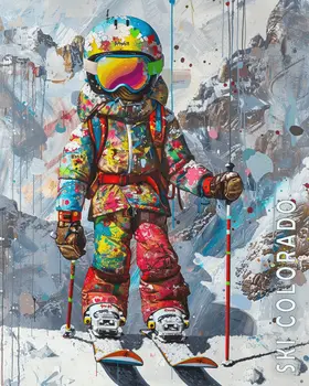 Colorado Rad Neo-Pop Skier - 8"x10" Wall Art Print - Mowbi's Ski & Snowboard Collection
