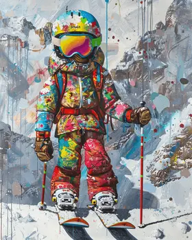 Rad Neo-Pop Skier - 8"x10" Wall Art Print - Mowbi's Ski & Snowboard Collection