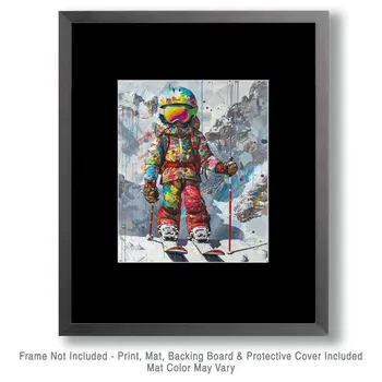 Rad Neo-Pop Skier - 8"x10" Wall Art Print - Mowbi's Ski & Snowboard Collection