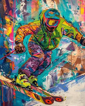 Impressionist Extreme Skier - 8"x10" Wall Art Print - Mowbi's Ski & Snowboard Collection