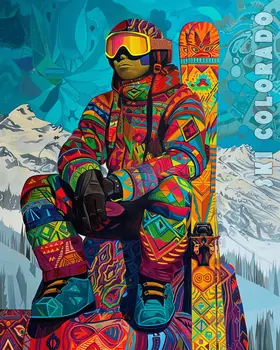 Colorado Bohemian Skier - 8"x10" Wall Art Print - Mowbi's Ski & Snowboard Collection