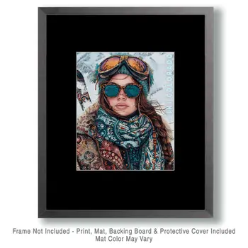 Colorado BOHO Chic Skier - 8"x10" Wall Art Print - Mowbi's Ski & Snowboard Collection