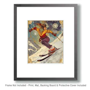 Vintage Skier – 8″x10″ Wall Art Print – Mowbi’s Ski & Snowboard Collection