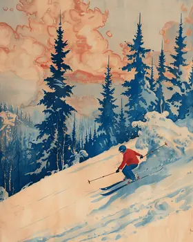 Vintage Skier – 8″x10″ Wall Art Print – Mowbi’s Ski & Snowboard Collection