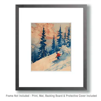 Vintage Skier – 8″x10″ Wall Art Print – Mowbi’s Ski & Snowboard Collection