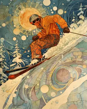 BOHO Skier – 8″x10″ Wall Art Print – Mowbi’s Ski & Snowboard Collection