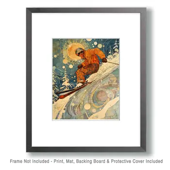 BOHO Skier – 8″x10″ Wall Art Print – Mowbi’s Ski & Snowboard Collection