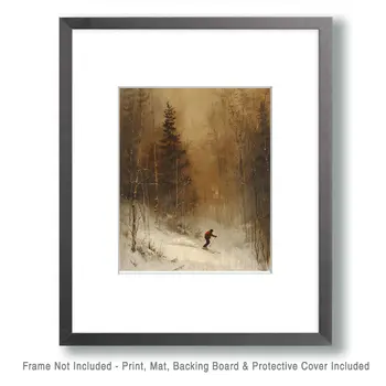 Vintage Mountaineering Skier – 8″x10″ Wall Art Print – Mowbi’s Ski & Snowboard Collection