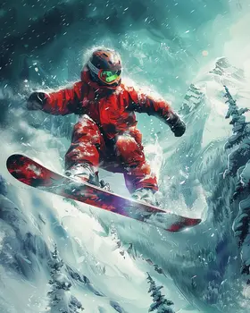 Extreme Backcountry Snowboarder – 8″x10″ Wall Art Print – Mowbi’s Ski & Snowboard Collection