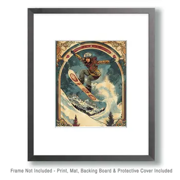 High Flyin' Snowboarder – 8″x10″ Wall Art Print – Mowbi’s Ski & Snowboard Collection