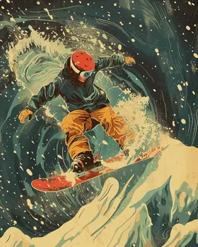 Classic Snowboarder – 8″x10″ Wall Art Print – Mowbi’s Ski & Snowboard Collection