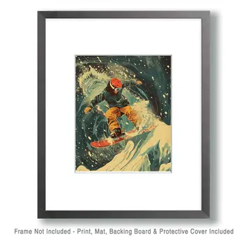 Classic Snowboarder – 8″x10″ Wall Art Print – Mowbi’s Ski & Snowboard Collection