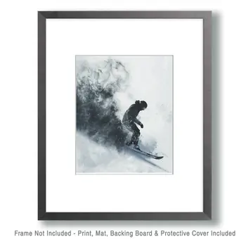Snowboarding in Powder 8"x10" Art Print