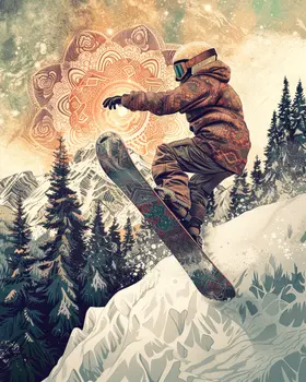 Snowboarder Getting Air – 8″x10″ Wall Art Print – Mowbi’s Ski & Snowboard Collection
