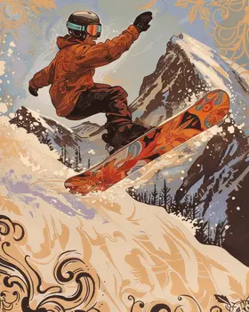 Snowboarder Lifting Off – 8″x10″ Wall Art Print – Mowbi’s Ski & Snowboard Collection