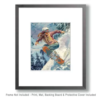 Snowboarding in the Sun – 8″x10″ Wall Art Print – Mowbi’s Ski & Snowboard Collection