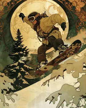 Vintage Snowboarder – 8″x10″ Wall Art Print – Mowbi’s Ski & Snowboard Collection