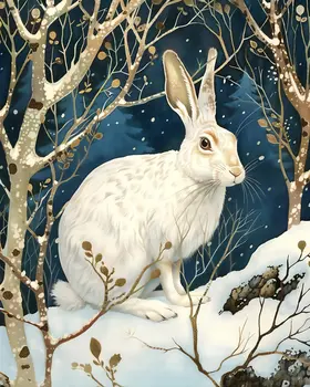Nouveau Snowshoe Hare - Mowbi's Wildlife 8"x10" Art Print Collection