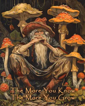 Wizard - The More You Know, The More You Grow 8"x10" Art Print - Mowbi Fantasy Mushrooms Wall Art Print Collection