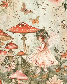 Vintage Fairy Mixed Media 8"x10" Art Print