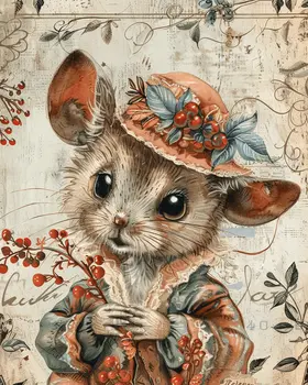 Victorian Lady Mouskin Mixed Media 8"x10" Art Print