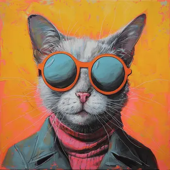 Unnatural Nature Cat 8"x8" Art Print