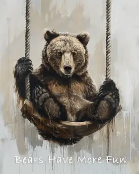 Bears Have More Fun - Grizzly Bear 8"x10" Art Print