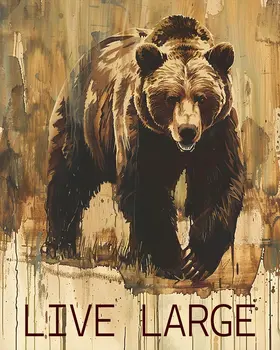 Live Large Grizzly Bear 8"x10" - Mowbi's Funny Humorous Wall Art Prints
