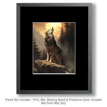 Wolf Howling at the Moon - Mowbi's Wildlife 8"x10" Art Print Collection