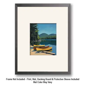 2 Canoes at Adirondack Beach Souvenir Home Decor Wall Art Prints – 8″x10″ Artwork – 11″x14″ Mat