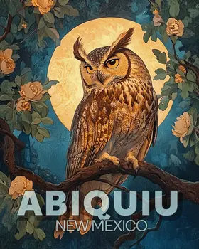 Abiquiu Owl - New Mexico Souvenir Home Decor Wall Art Prints – 8″x10″ Artwork – 11″x14″ Mat