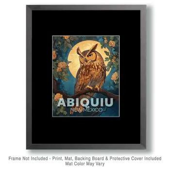 Abiquiu Owl - New Mexico Souvenir Home Decor Wall Art Prints – 8″x10″ Artwork – 11″x14″ Mat