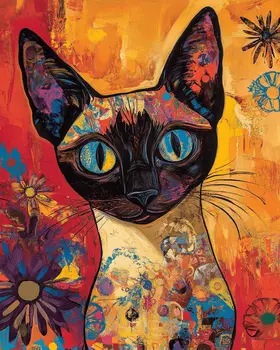 Abstract Siamese Cat - Abstract Art - Pet Wall Art – 8″x10″ Artwork – 11″x14″ Matte