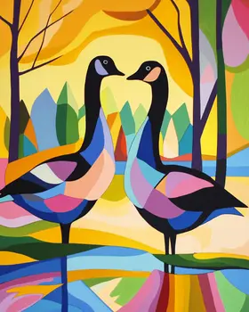 Abstract Canadian Geese #1 - Abstract Art - Nature Wildlife Wall Art – 8″x10″ Artwork – 11″x14″ Matte