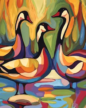 Abstract Canadian Geese #2 - Abstract Art - Nature Wildlife Wall Art – 8″x10″ Artwork – 11″x14″ Matte