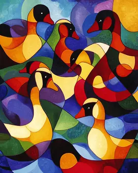 Abstract Canadian Geese #3 - Abstract Art - Nature Wildlife Wall Art – 8″x10″ Artwork – 11″x14″ Matte