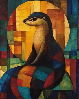Abstract Otter - Abstract Art - Nature Wildlife Art – 8″x10″ Artwork – 11″x14″ Matte