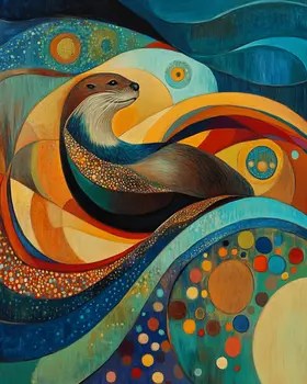 Abstract Otter #3 - Abstract Art - Nature Wildlife Art – 8″x10″ Artwork – 11″x14″ Matte