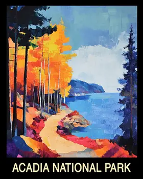 Fall Day - Acadia Maine Souvenir Home Decor Wall Art Prints – 8″x10″ Artwork – 11″x14″ Mat